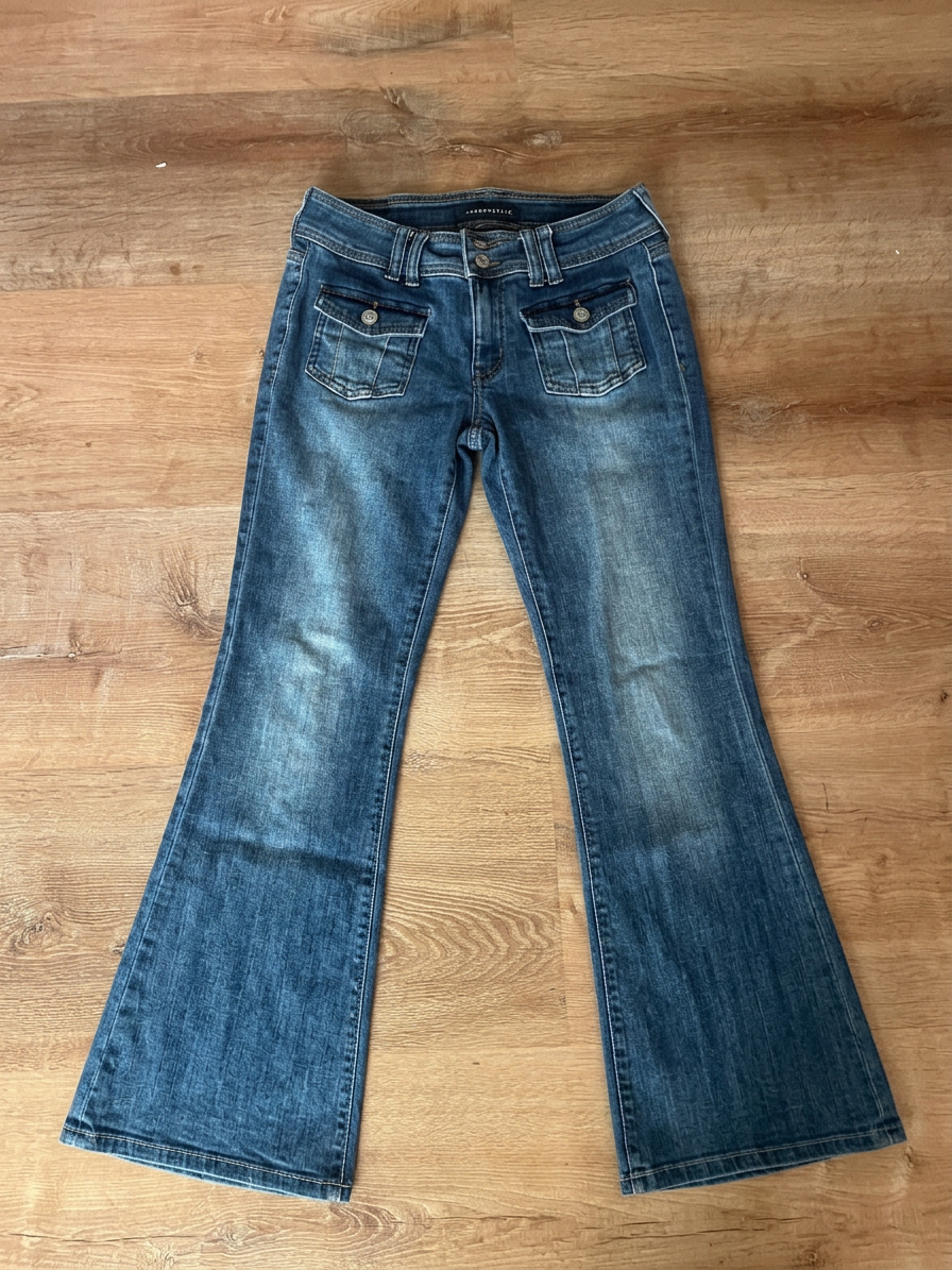Flared jeans before being reworked